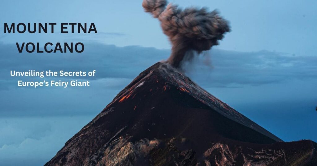 Mount Etna statovolcano erupting with smoke and lava in sicily, Italy